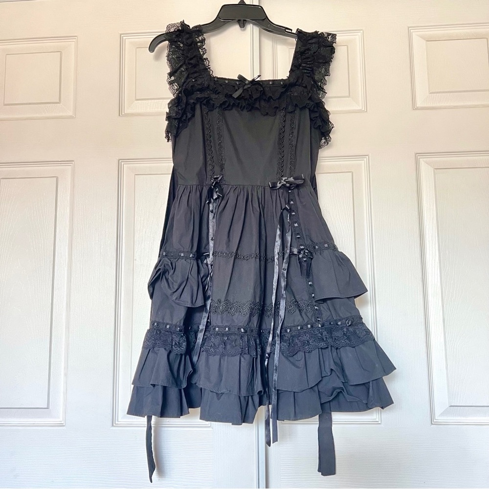 Gothic lolita black mini dress